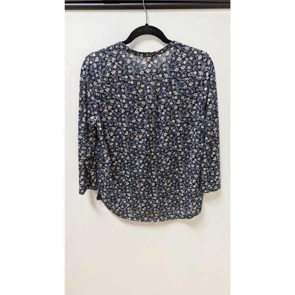 H&M Navy/White Floral Half-Button-Down Blouse - Picture 2 of 2